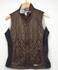 Serac Women’s Quilted Vest Medium Brown Black Fleece Lined Full Zip 