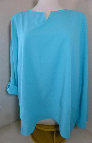 Coolibar Top Womens XXL Santa Barbara Tunic Asymmetrical Blue Roll Tab UPF 50