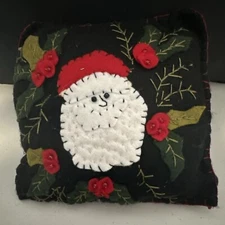 Felted Wool Appliqué Pillow Miniature 7” Sq