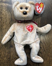 Ty 1999 Signature Bear Beanie Baby With Tag Tan Brown Red Heart