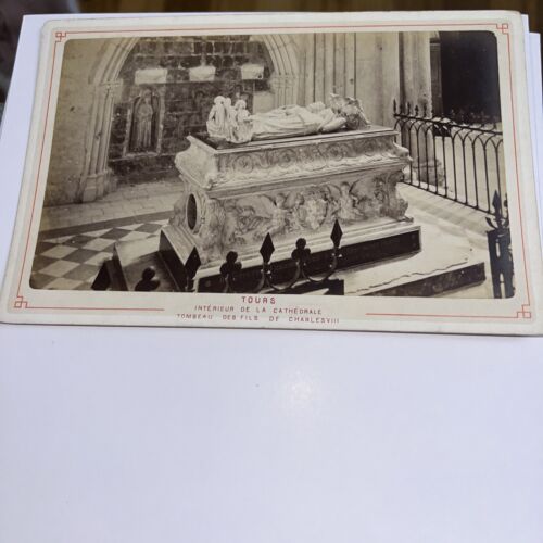 Antique Cabinet Card Photo: Cathedral de Tours Tomb Of Children Of Charles VIII - Picture 1 of 2
