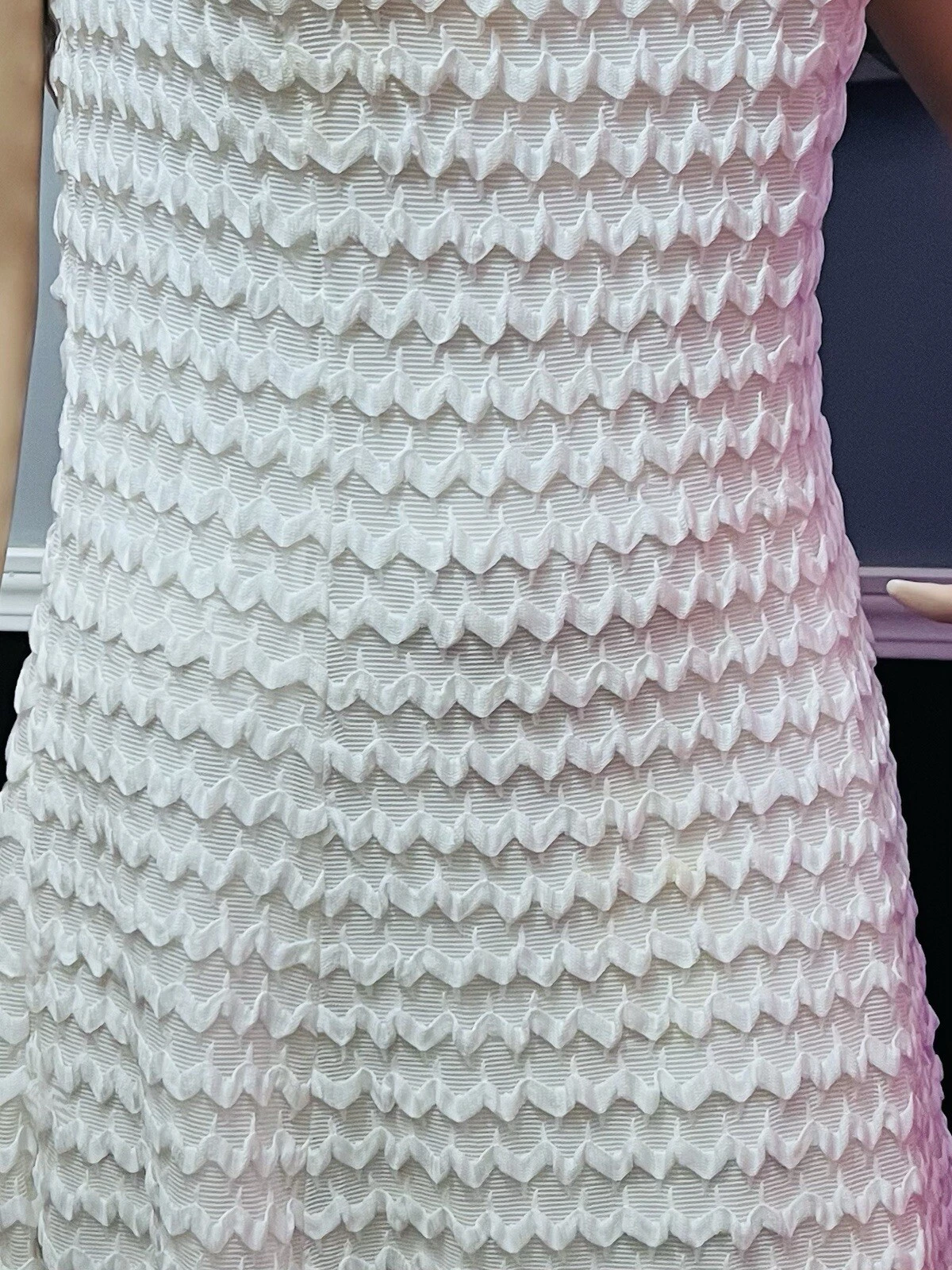 OFF WHITE Abito donna Sharagano bianco sporco maglia uncinetto foderato tubino elasticizzato taglia 16W