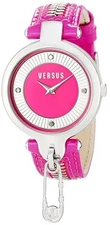 Versus by Versace Women's SOB090015 Key Biscayne Pink Leather Pin Zipper Watch 