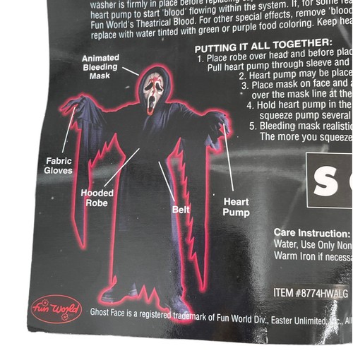 NUEVO Disfraz Vintage 1997 Scream Bleeding Ghost Face Juego de 6 Piezas Mediano 8-10 RARO - Imagen 9 de 10