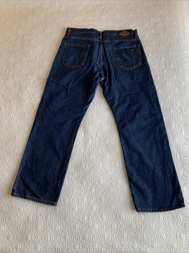 Dickies Mens Flannel Lined Jeans -Relaxed Fit- Dark Blue Stone Wash - Mens 36x30 - Picture 3 of 9