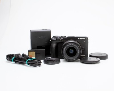 Canon EOS M6 32.5MP Mark II 4K Mirrorless Camera (Black) 15-45mm IS STM Lens