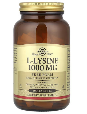 Solgar, L-LYSINE 1000mg / 100 Tabletten / Free Form / LYSINE FREIFORM