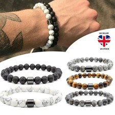 Stress Relief Tigers Eye Obsidians Mens Bracelets 8mm Beads Chain Xmas Gift UK