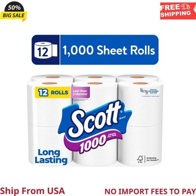 Scott 1000 Toilet Paper, 12 Rolls, 1,000 Sheets per Roll New