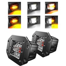 Slary 2 Packs 5 Inch Flush Mount Led Pods 6 Modes Amber/White Flasing Strobe