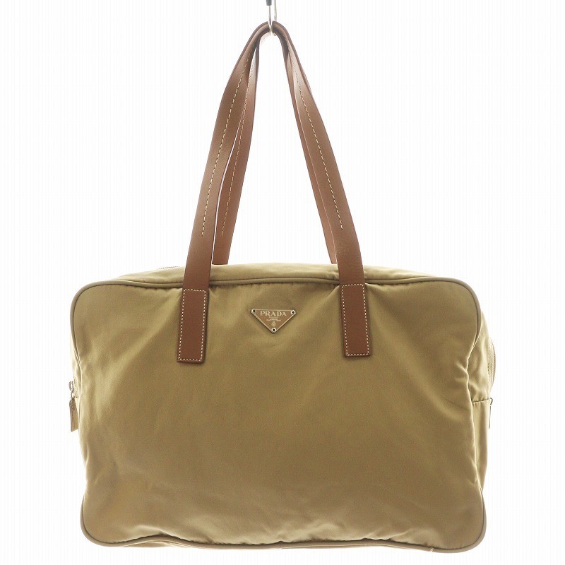 RARE PRADA Triangle Logo Boston Bag Handbag Shoulder Bag NY