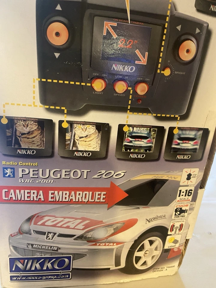NIKKO PEUGEOT 206 WRC ON BOARD CAMERA CAR 2001 SCALE 1/16 - Photo 4/4