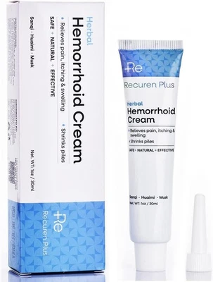 Recuren Plus Hemorrhoids Treatment Hemorrhoid & Fissure Cream Fast 1 PACK