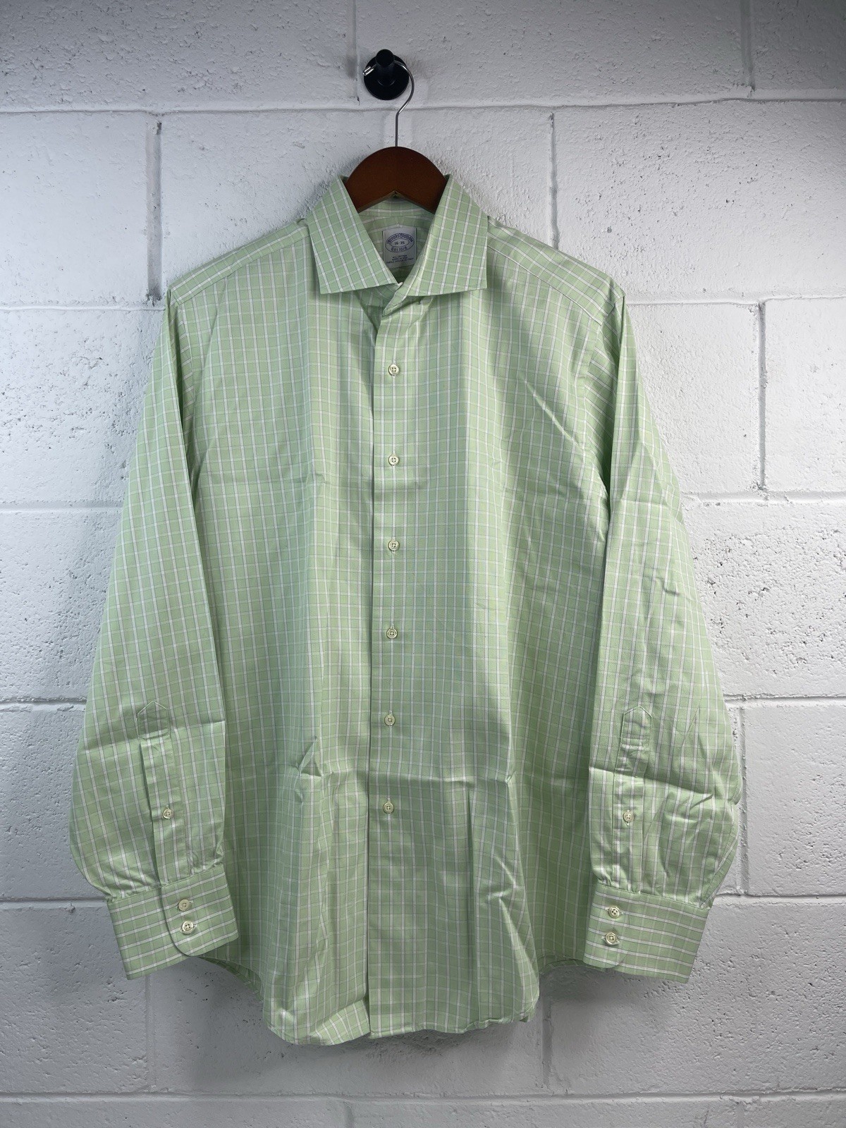 Brooks Brothers Men’s Woven Italy  Plaid Dress Shirt Cotton Made In USA 16-35