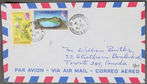 MayfairStamps St. Vincent 1969 to Toronto Crater Lake 5 cent Air Mail Cover aaz_