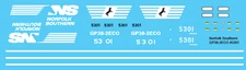N Scale - Norfolk Southern GP38-2ECO Locomotive Decals