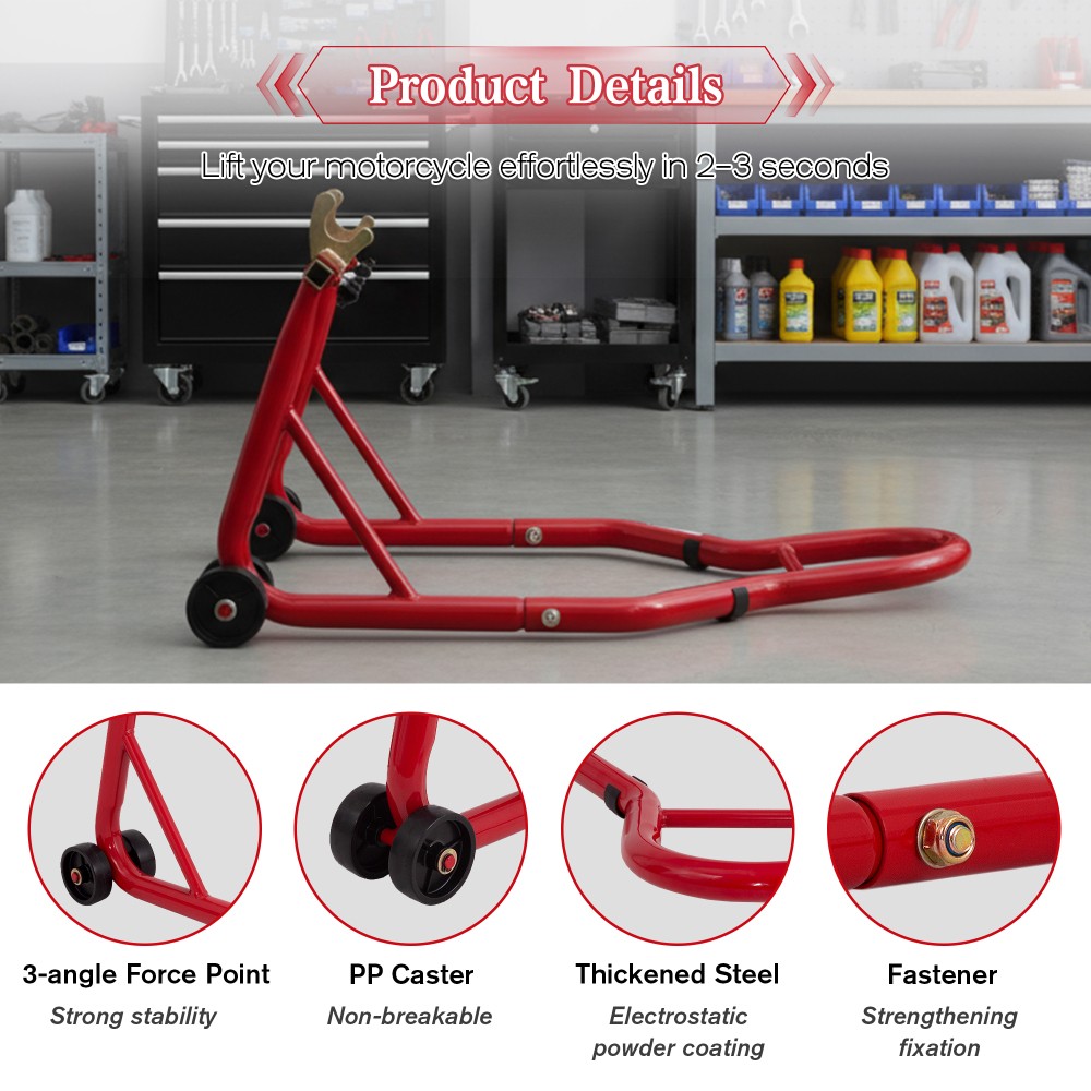 Motorcycle Stand 850LBS, Heavy Duty Rear Paddock Lift Adjustable Swingarm Spool