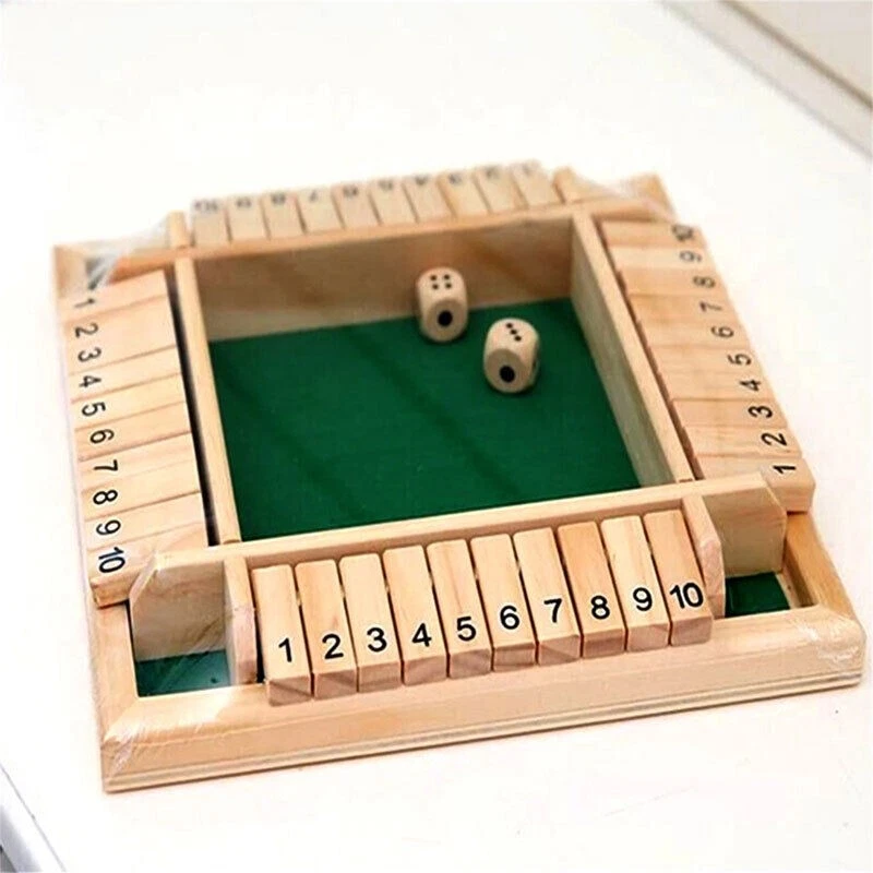 4 Players Shut The Box Wooden Traditional Pub Dice Family Kids Childrens Game UK - Image 4 of 4