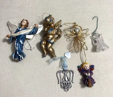 Vintage Angel Themed Christmas Ornaments Lot Of 6 Assorted 20-31 Years Old