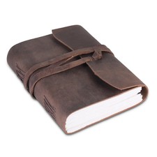 Leather Plain Textured Note Journal Book- Brown