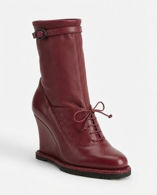 Bottega Veneta Women's Leather Wedge Boots Size 35