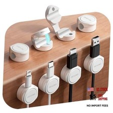8-Pack Silicone Cord Organizer Magnetic Cable Clips, Adhesive  White