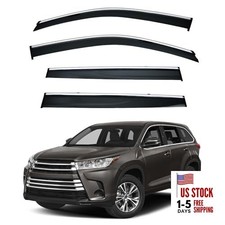 4pcs Smoke Tint with Chrome Trim Outside Mount For 2014-2019 Toyota Highlander
