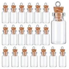 Telooco 20Pcs Small Glass Bottles with Cork, 1ml Empty Spell Jars Mini Potion Bo