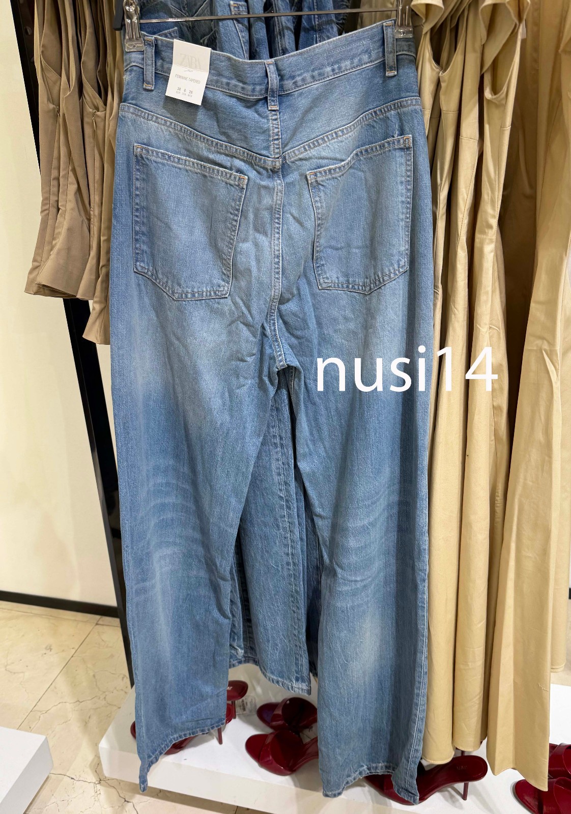 ZARA NEW WOMAN TRF HIGH WAIST STRAIGHT WIDE JEANS PANT LIGHT BLUE 6688/242/406 thumbnail 2