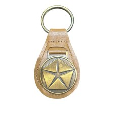 Vintage Mopar Chrysler Pentastar Leather Keychain Parts Delivery System Promo