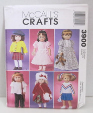 McCall's 3900 Dress, Coat, Cardigans, Nightgown Tops Pattern for 18" Doll UC