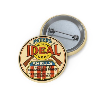 Peters Ideal Shells Retro Ammo Gun Logo Hunting Pin Vintage Style Pinback Button