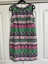 Talbots Geometric Navy, Green And Pink Floral Print Dress Size 10 New With Tags
