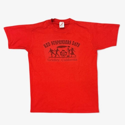 Vintage Red Suspenders Days Festival Shirt Size M Gridley California 80s Tee USA