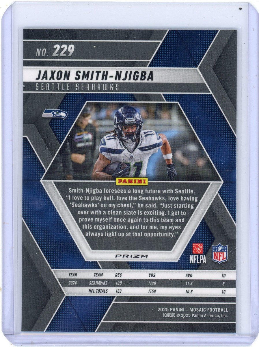 2025 Panini Mosaic Jaxon Smith-Njigba Silver Mosaic #229 Seattle