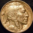 1914-P Buffalo Nickel Choice Original AU/BU Full Horn