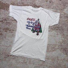 Vintage 1980s Coca-Cola Holiday Fun Santa Christmas T-Shirt Made in USA Size M
