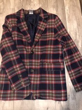 Gymboree Boy  s Blazer Plaid Blue Red Green Kids Christmas Jacket Size 8 EUC