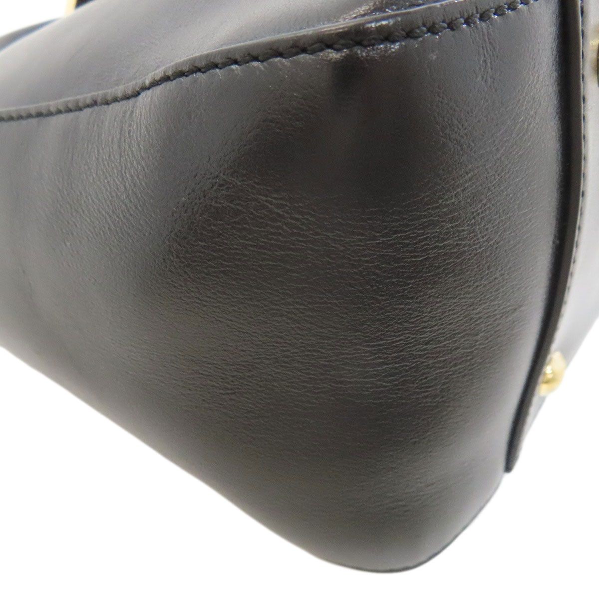 FENDI Logo Handbag Leather Black Women From Japan thumbnail 14