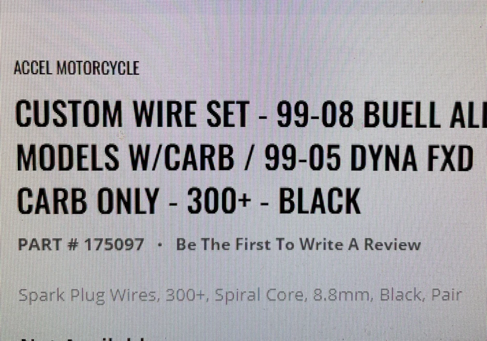 Cables de bujía Accel 8 mm 175097 99-08 Buell / Dyna Models 300+ Ferro Spiral Foto 2 de 3