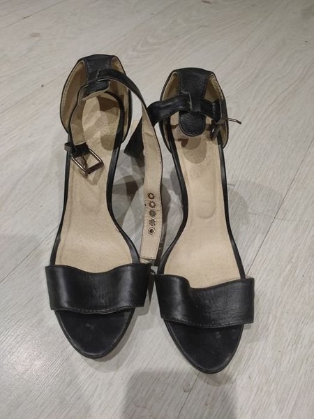 Women Heels Black Leather 38 #7VD5