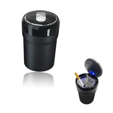 Car Ashtray, Portable Smokeless Cylinder Cup Holder Ash Tray, Large Black