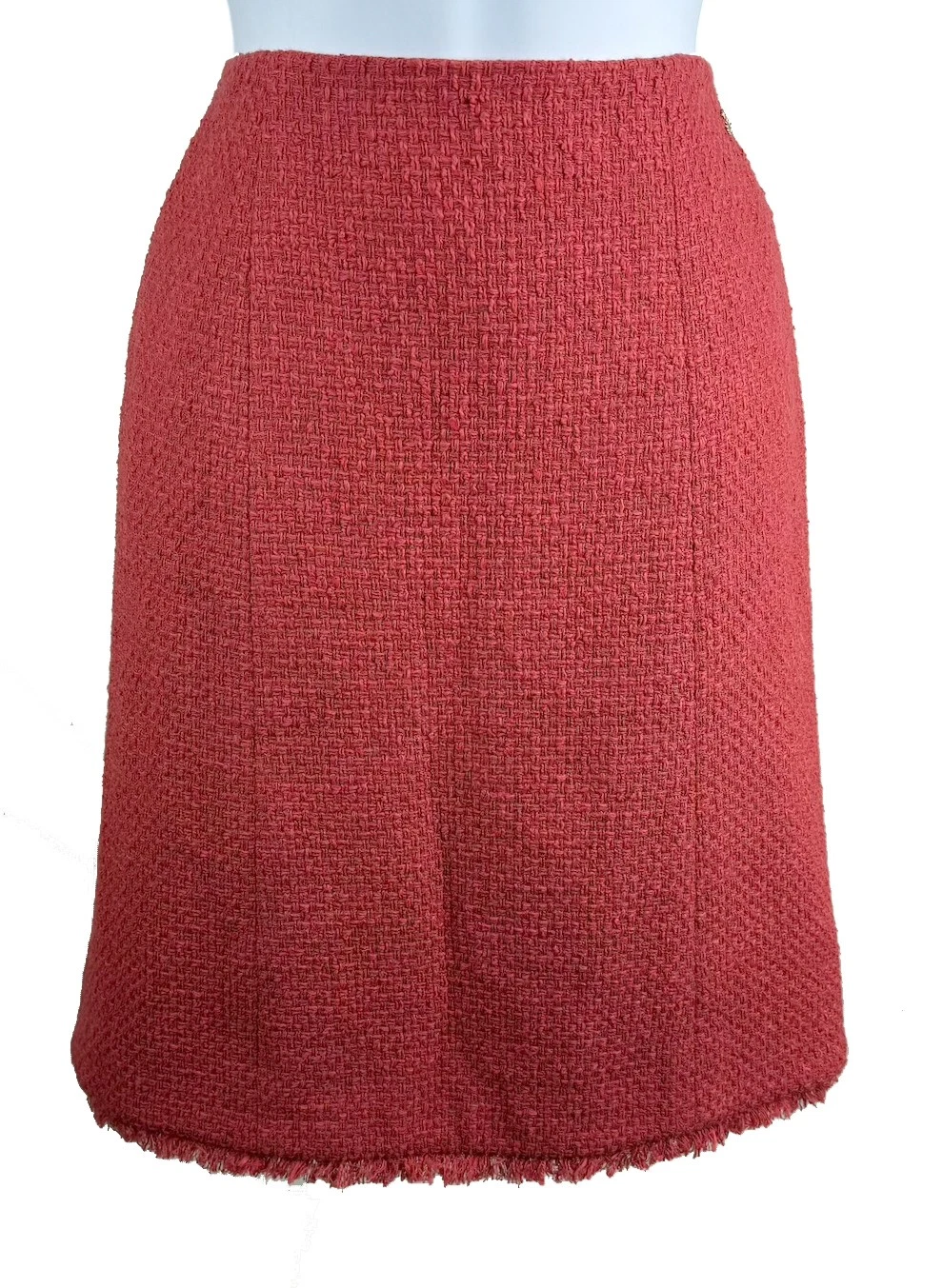 Tuta donna Chanel rossa tessuto cesto due pezzi giacca e gonna taglia 38 40