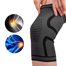 Woven Knee Compression Sleeve Brace Fitness Weight Lifting Support Pain Relief