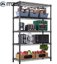 5 Tier Wire Shelving Units Heavy Duty Black Shelves Rack 17.7"D x 47.2"Wx 72.3"H