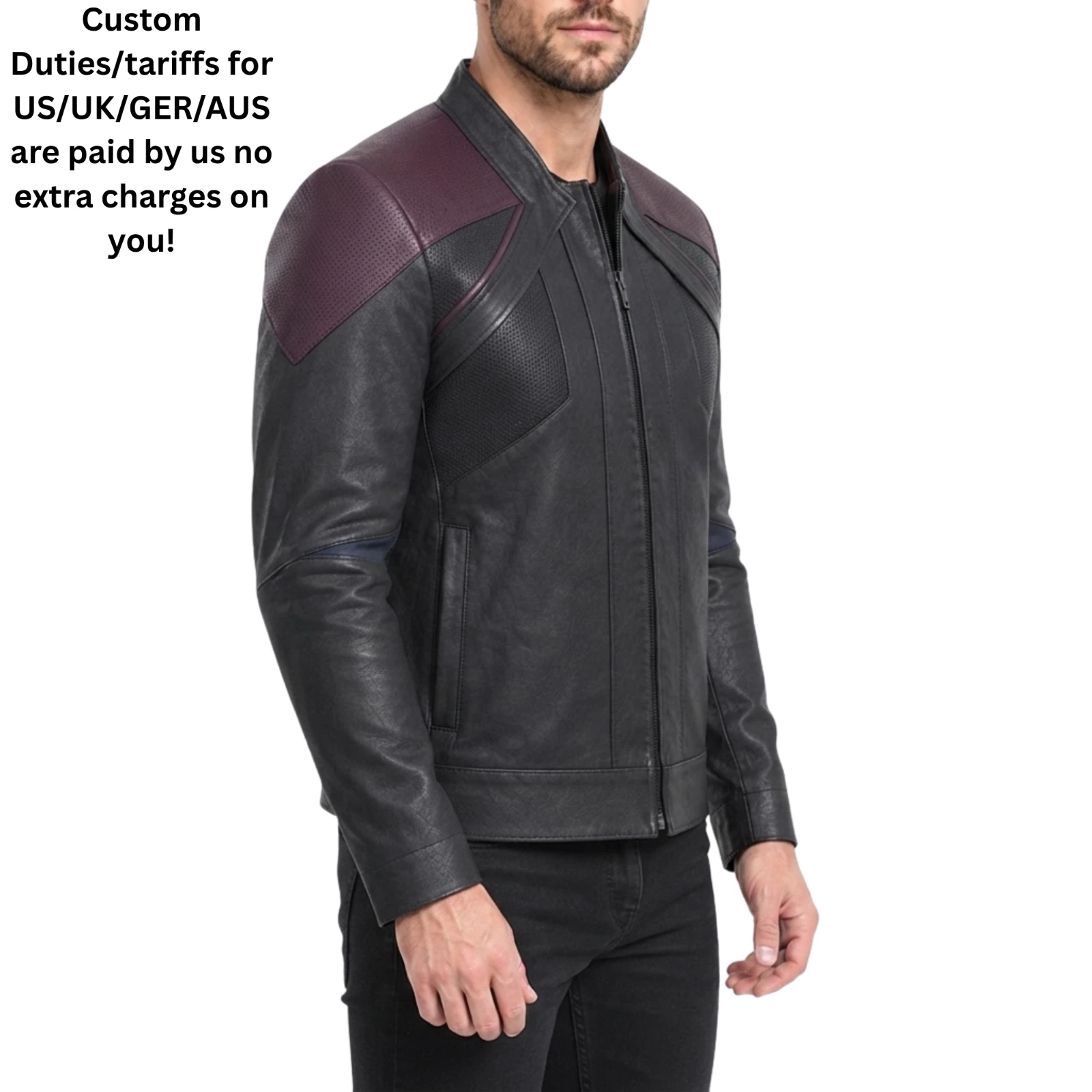 Men's Star Black Trek Picard Next Uniform Generation Captain TNG Leather jacket - product detail image 4