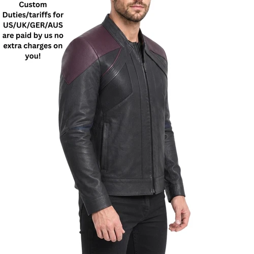 Men's Star Black Trek Picard Next Uniform Generation Captain TNG Leather jacket image 4