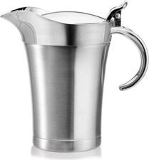 Double Insulated Stainless Steel Gravy Boat 700ml Hinged Lid Jug Warmer Easy