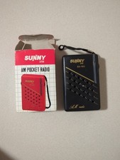 VINTAGE SUNNY AM POCKET RADIO SX 100 COLOR Black 1987 Tested