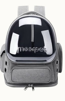 Moorpet Gray Pet Carrier Bag Backpack with Ventilation Holes & Transparent Front